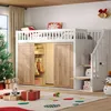 A child's loft bed with integrated storage, decorated for Christmas. Voir les images du produit