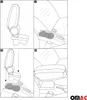 A four-panel diagram illustrating the installation of a car armrest. Podgląd zdjęcia produktu