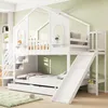Lit superposé enfant 90 × 200 cm, lit cabane avec toboggan, Voir les images du produit 3