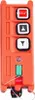 An orange industrial remote control with buttons for stop, up, and down, a key slot, and a stop button. Náhled obrázku produktu