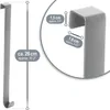 Close-up view of a gray over-the-door hook with dimension callouts. Produktbild-Vorschau