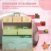 A children's storage shelf with colorful bins, featuring illustrations and text. Náhľad obrázku produktu