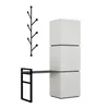 A modern furniture set including a coat rack and a desk with storage units. Produktbild-Vorschau