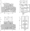 Multiple views of an outdoor kitchen unit with dimensions. Anteprima dell’immagine prodotto