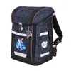 A black backpack with a geometric pattern and a Transformers theme. Produktbild-Vorschau