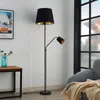 Lindby Stehlampe Efalia, schwarz/gold, Textil, Leselicht Produktbild-Vorschau 4