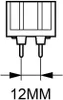 A technical drawing of a light bulb base with a measurement indicator. Produktbild-Vorschau