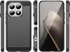 Multiple views of a black smartphone case with a carbon fiber texture. Produktbild-Vorschau