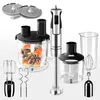 A collection of kitchen blender attachments and a blender base are displayed against a white background. Produktbild-Vorschau