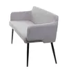A gray upholstered bench with black metal legs is shown from a side angle against a white background. Náhled obrázku produktu