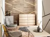 A modern living room with a dresser, chairs, and decorative items. Produktbild-Vorschau