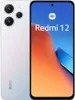 A white Xiaomi Redmi 12 5G smartphone is shown with its screen displaying marketing graphics and text. Produktbild-Vorschau