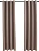 Two taupe-colored curtains hanging from a black curtain rod against a white background. Náhľad obrázku produktu