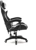 A side view of a black and white gaming chair against a white background. Produktbild-Vorschau