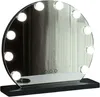 A round makeup mirror with lights on a black base. Náhled obrázku produktu