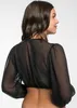 Dirndlbluse Efeu aus Chiffon | V-Ausschnitt Langarm | Produktbild-Vorschau 4