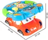 A toy steering wheel attached to a toy car, with dimensions indicated by lines and text. Náhľad obrázku produktu