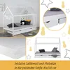 Kinderbed met matras, huisbed, 90x200 cm, wit, met Productafbeelding-voorbeeld 2