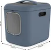 A blue and gray enclosed litter box with dimensions indicated. Náhľad obrázku produktu