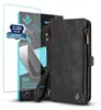 A black wallet-style phone case and a screen protector are displayed. Produktbild-Vorschau