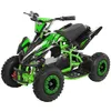 A black and green electric quad bike for children, shown from a three-quarter angle on a white background. Produktbild-Vorschau