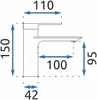 A diagram showing the dimensions of a faucet. Anteprima dell’immagine prodotto