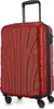 A red suitcase on a white background.