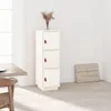 A tall, narrow wooden cabinet with three doors stands against a white wall, next to a wooden dining table and chair. Anteprima dell’immagine prodotto