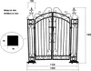 A technical drawing of a gate with dimensions and details. Produktbild-Vorschau