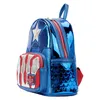 A side view of a Captain America themed backpack. Podgląd zdjęcia produktu