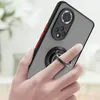 A hand holding a smartphone with a protective case featuring a ring holder. Produktbild-Vorschau
