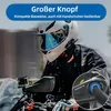 A person wearing a motorcycle helmet and riding a motorcycle, with a close-up inset of a product detail. Anteprima dell’immagine prodotto