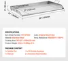 A stainless steel griddle pan with dimensions and specifications displayed. Produktbild-Vorschau