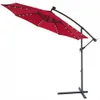 A red cantilever umbrella with LED lights and a black stand, shown against a white background. Voir les images du produit