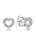 A pair of heart-shaped stud earrings with small stones. Anteprima dell’immagine prodotto