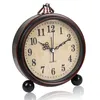 Analog Holz Wecker mit Snooze - Retro Uhr Rund mit Design Produktbild-Vorschau 1