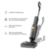 A dark gray wet dry vacuum cleaner is shown with feature callouts on the left side. Produktbild-Vorschau