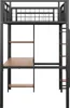 A loft bed with a desk and shelves, shown against a white background. Anteprima dell’immagine prodotto