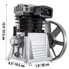 A silver and black air compressor pump unit with dimensions indicated by text overlays. Produktbild-Vorschau