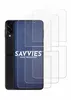 A black smartphone is shown next to several clear screen protectors. Produktbild-Vorschau