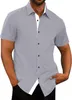 Herren Sommerhemd Kurzarm Slim Fit Grau L Business Hemd Produktbild-Vorschau 1