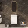 A modern bathroom with a vanity, sink, mirror, and toilet. Produktbild-Vorschau