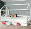 Kinderbett  Spielbett Kiefer Massiv Weiss Hochbett 90x200 Produktbild-Vorschau 2