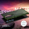 A phone case is shown floating above a phone, with a dramatic sunset sky in the background. Produktbild-Vorschau