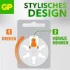 An instructional diagram showing how to open a battery packaging. Náhled obrázku produktu