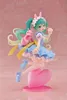 A figurine of Hatsune Miku dressed as a fairy tale character, holding a small pink creature and a shell-like object, standing on a pink heart-shaped base. Produktbild-Vorschau