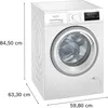 Siemens iQ300, Waschmaschine, Frontlader, 8 kg, 1400 U/min. WM14N127 Schrägansicht geschlossen Maße Produktbild-Vorschau
