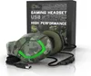 A CSL USB gaming headset with a camouflage pattern and a green accent is displayed next to its packaging. Produktbild-Vorschau