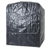A black tarp-like cover for a bicycle garage or storage tent, shown from the front-side. Podgląd zdjęcia produktu