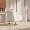 Fauteuil à Bascule en Tissu Bouclé Rembourré avec Support Voir les images du produit 2